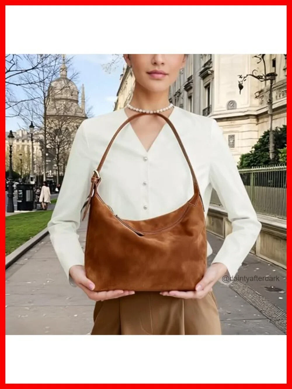 Faux Suede Hobo Bag Medium Shoulder Crossbody Adjustable Strap